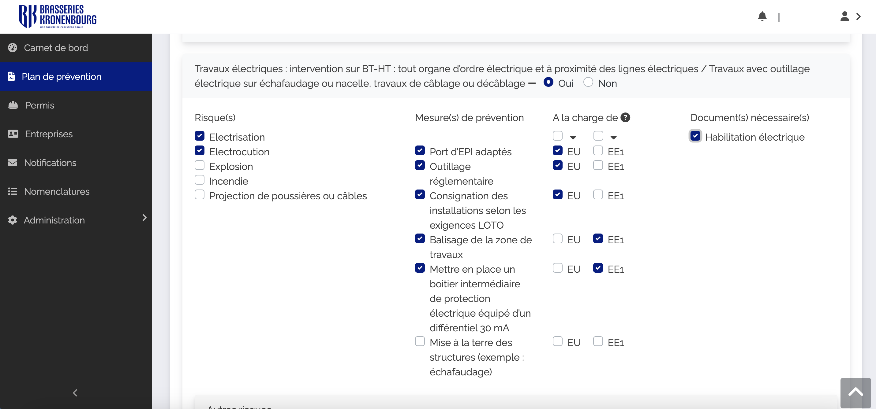 Le module Plan de Prévention du logiciel MemoryFlow
