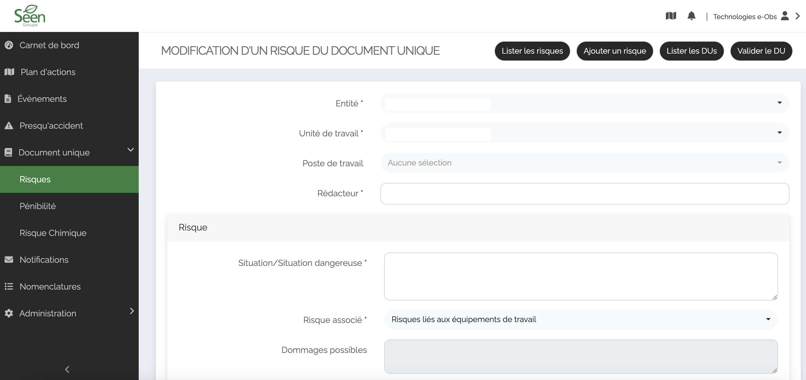 Mise en place du module Gestion Document Unique