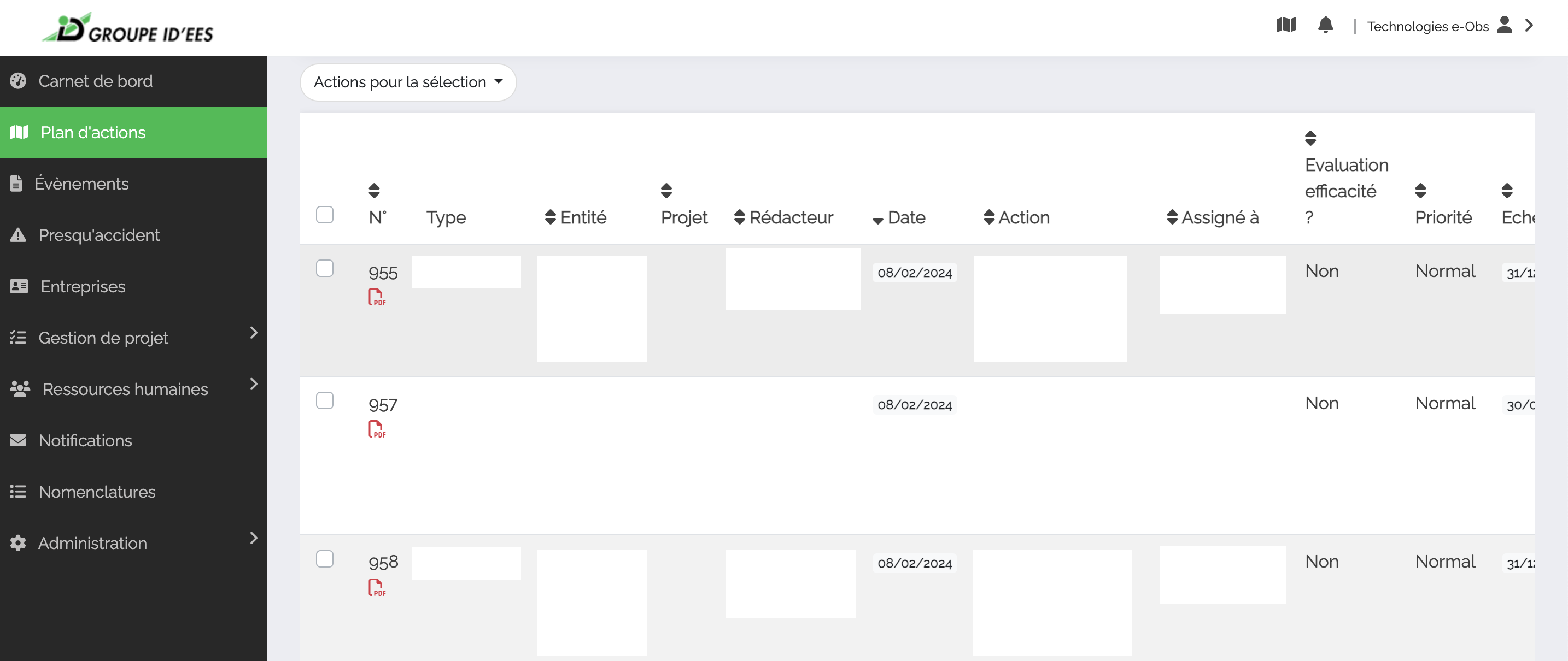 Mise en place du module Plan d'Actions par MemoryFlow