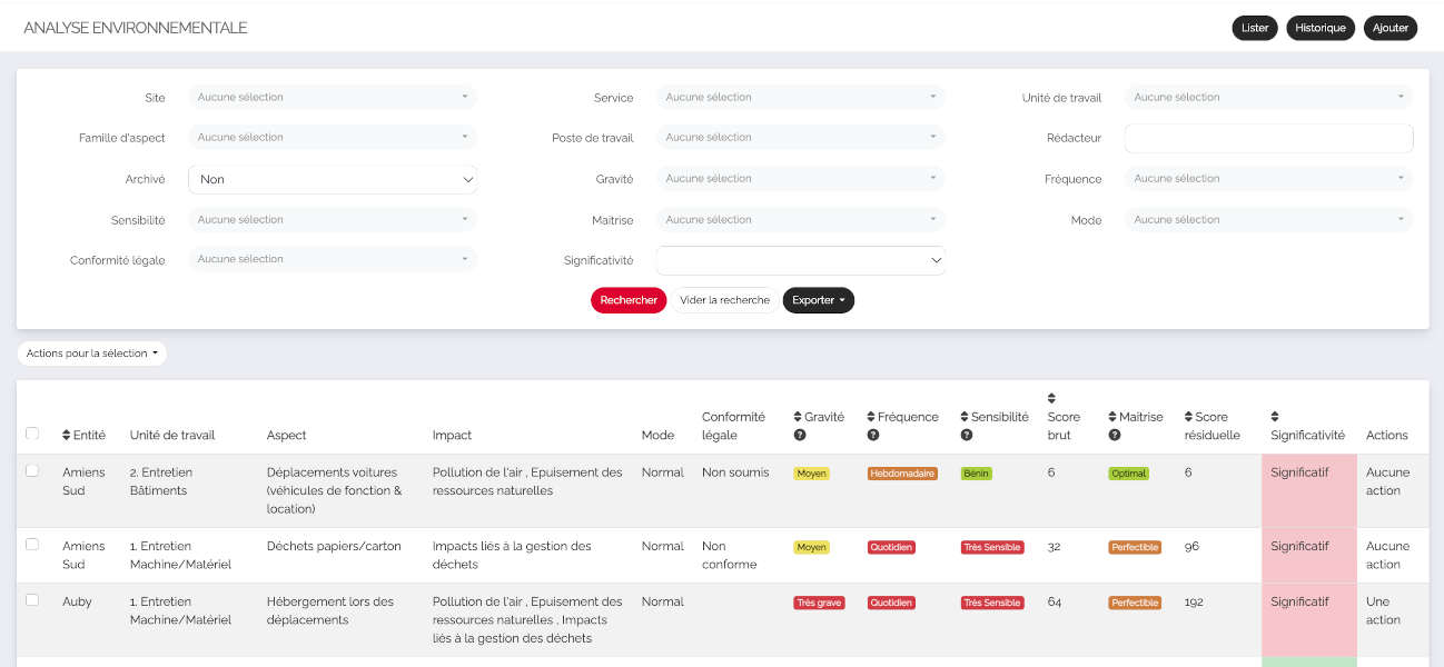 MemoryFlow : modernisation de l'Analyse Environnementale