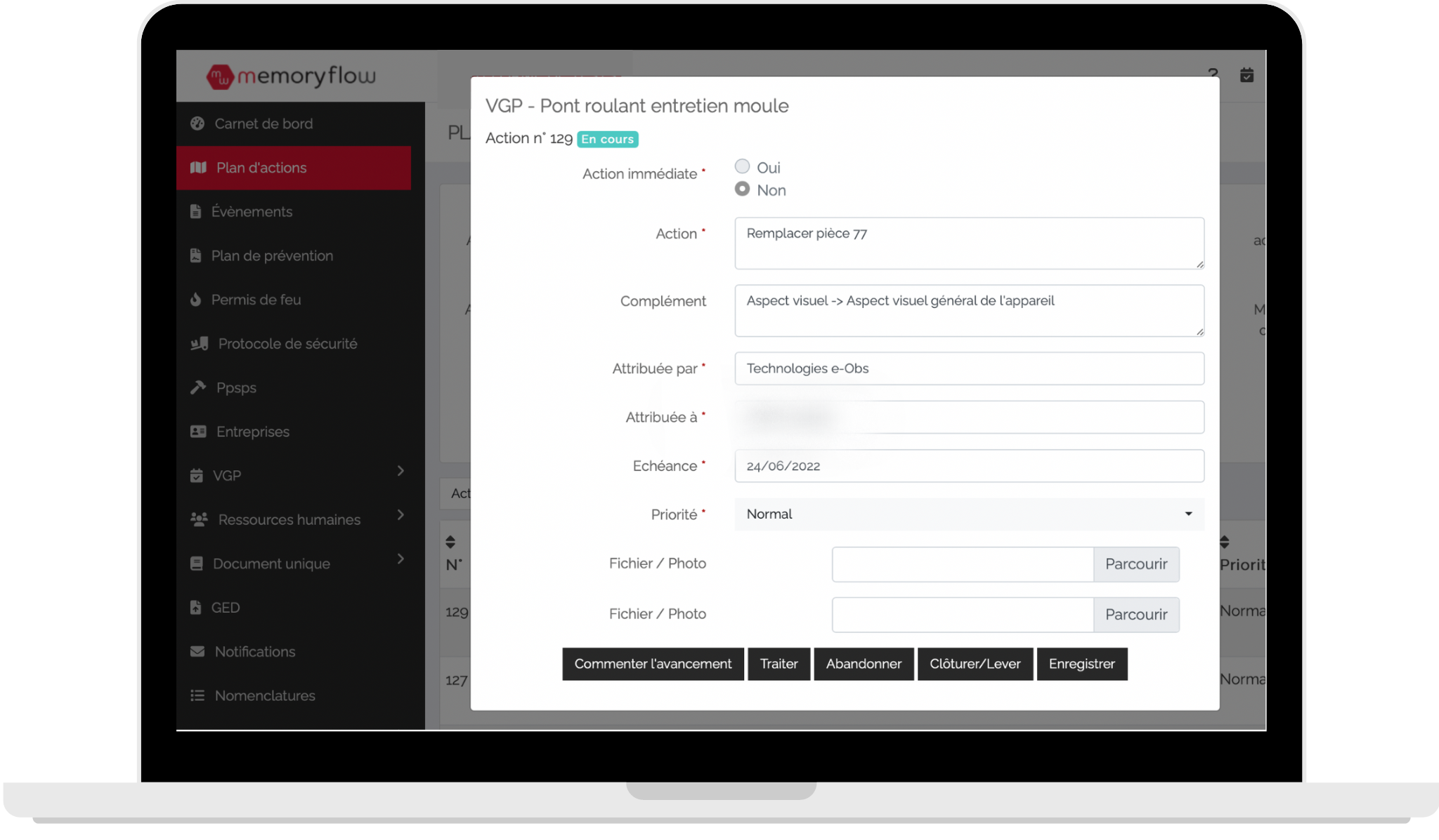 Les avantages du module Plan d'actions de MemoryFlow - une application centralisant plusieurs outils :