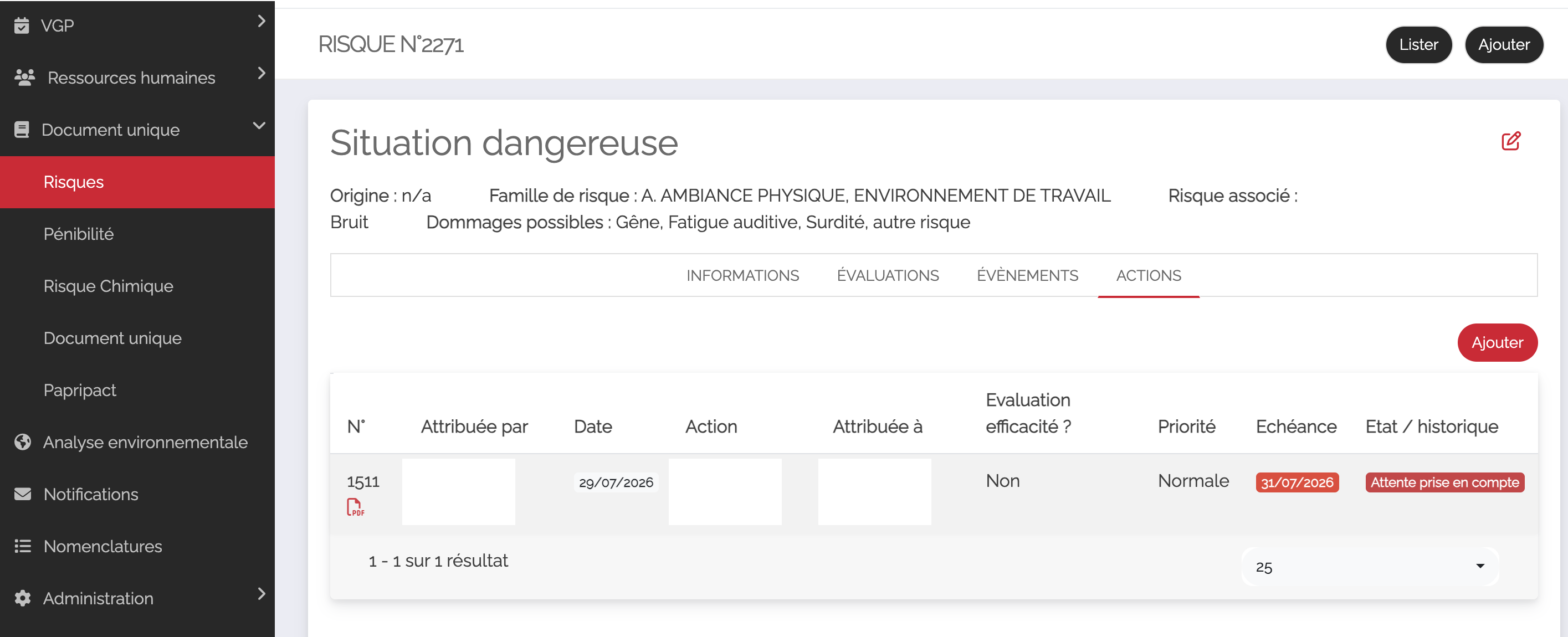 Pilotage du document unique